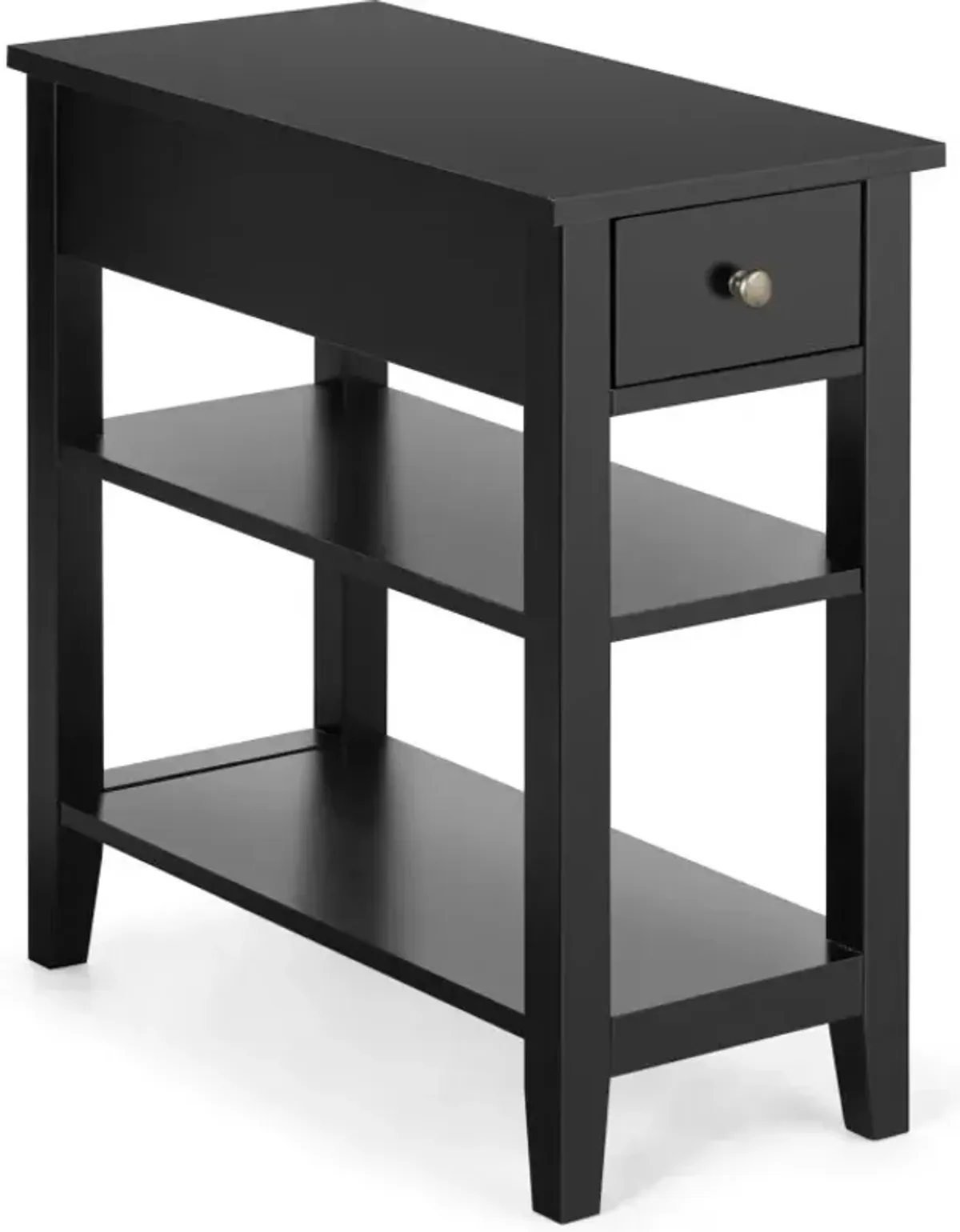 3-Tier End Table with Drawer slideway and Double Shelves