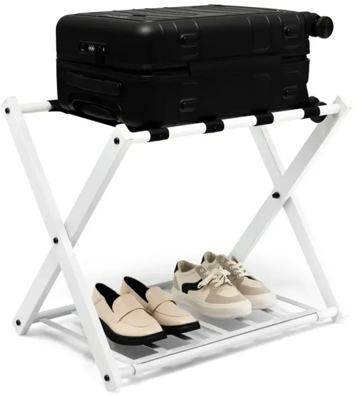 Set of 2 Folding Metal Luggage Rack Suitcase