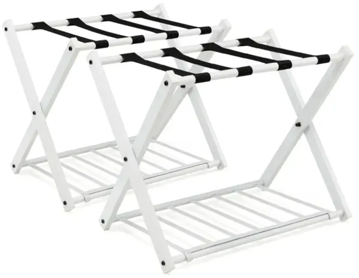 Set of 2 Folding Metal Luggage Rack Suitcase