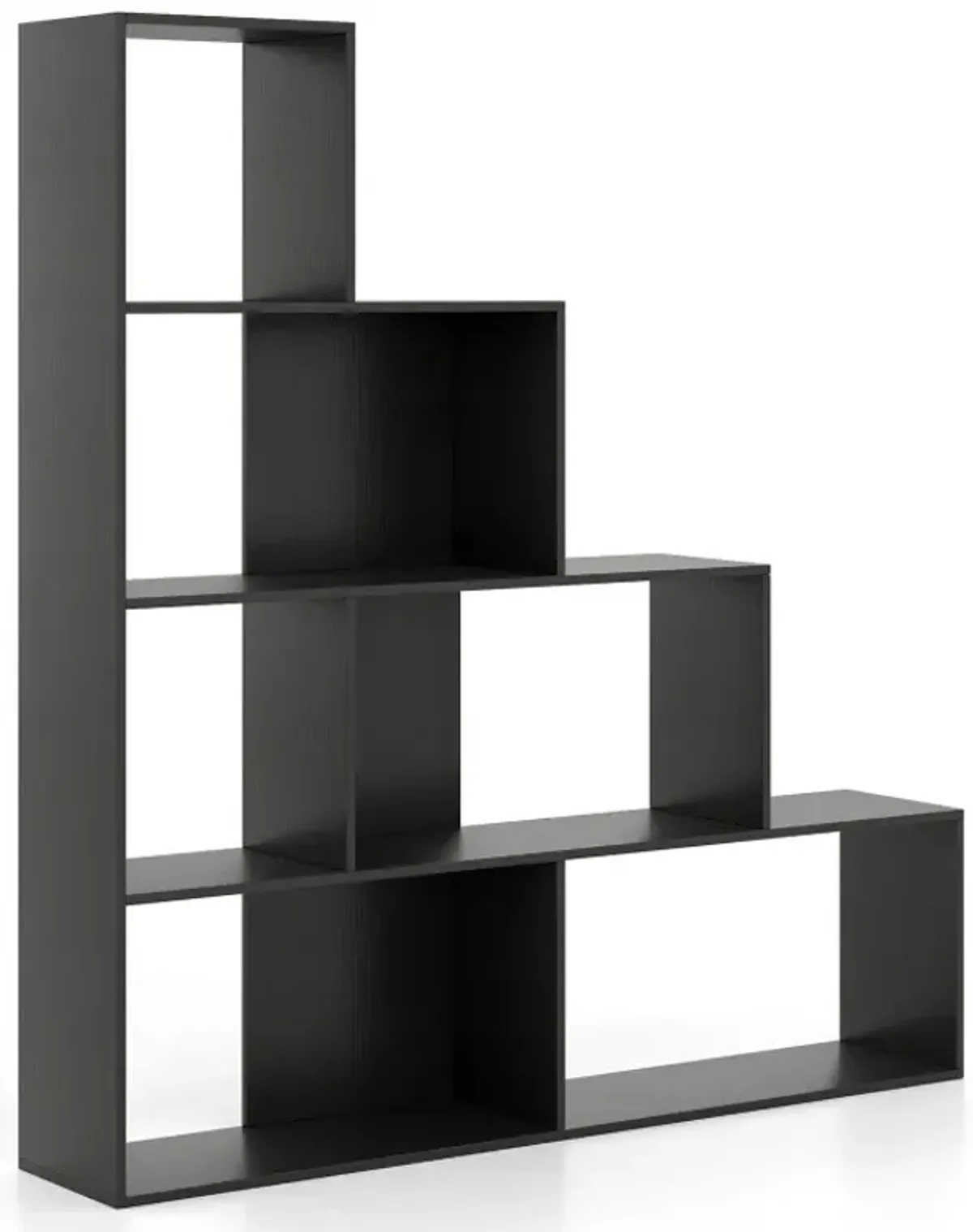 4-Tier Bookshelf Stair Bookcase with 6 Cubes Display Rack