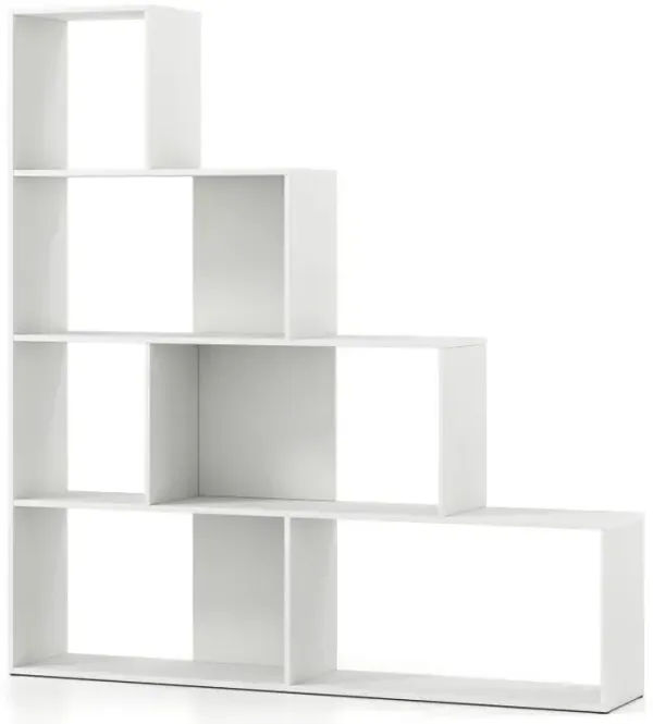 4-Tier Bookshelf Stair Bookcase with 6 Cubes Display Rack