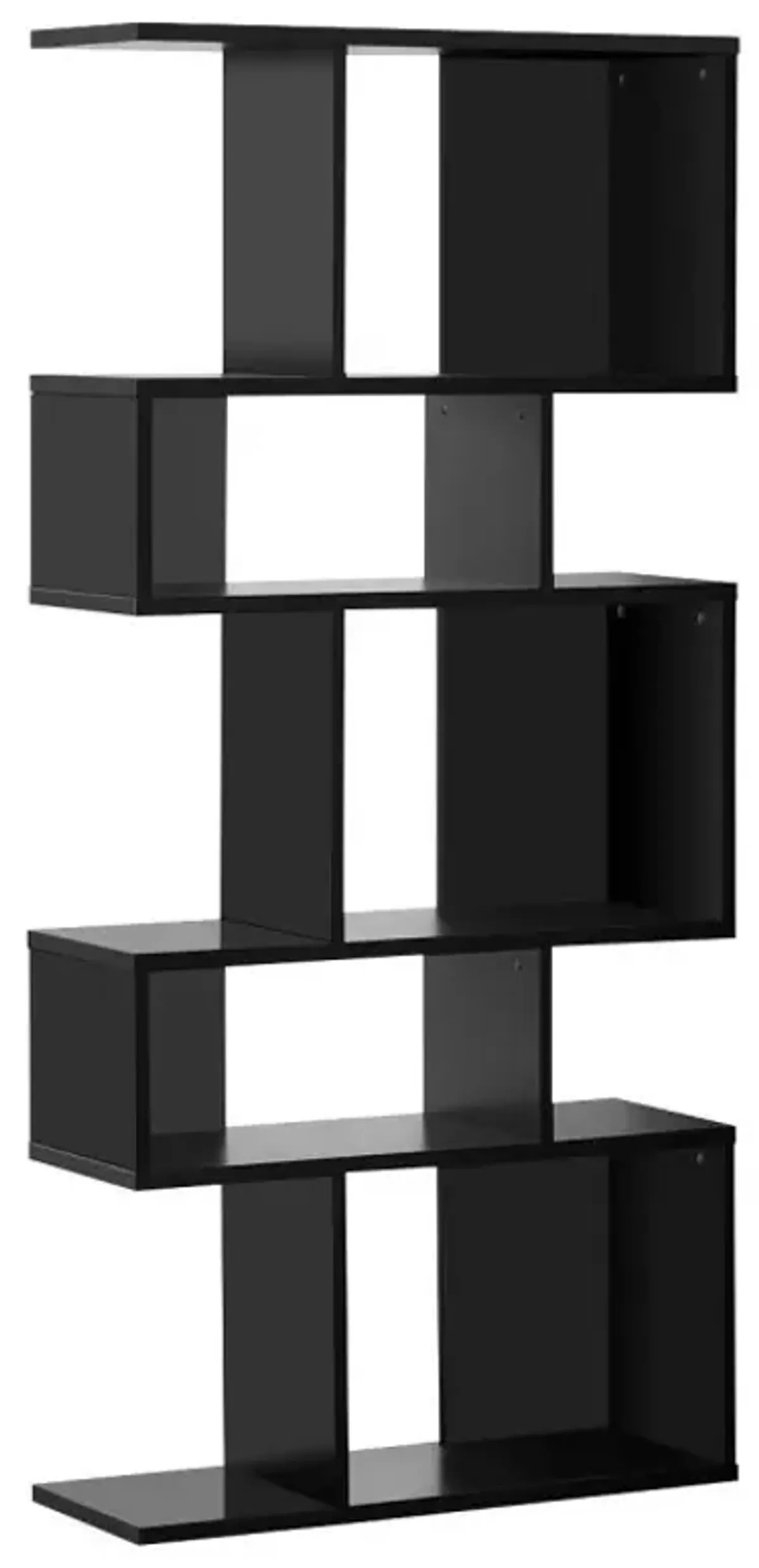5-Tier Wood Geometric Bookshelf with S Shaped Design