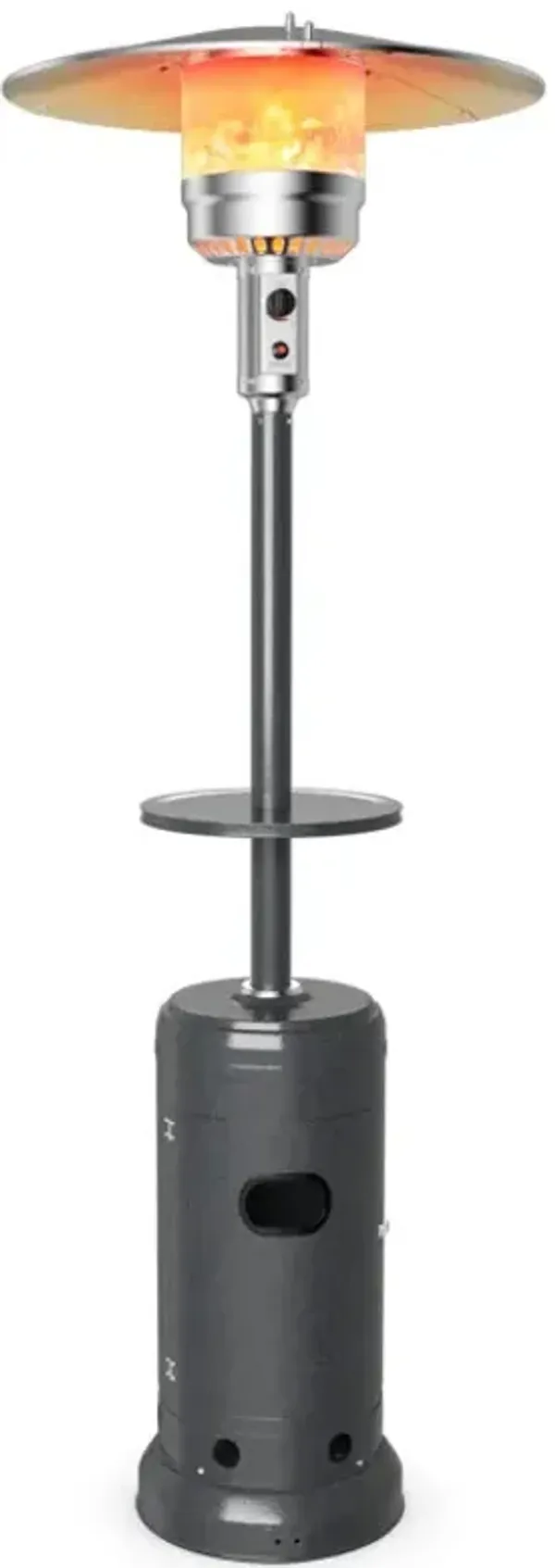 48,000 BTU Standing Outdoor Heater Propane LP Gas Steel with Table and Wheels