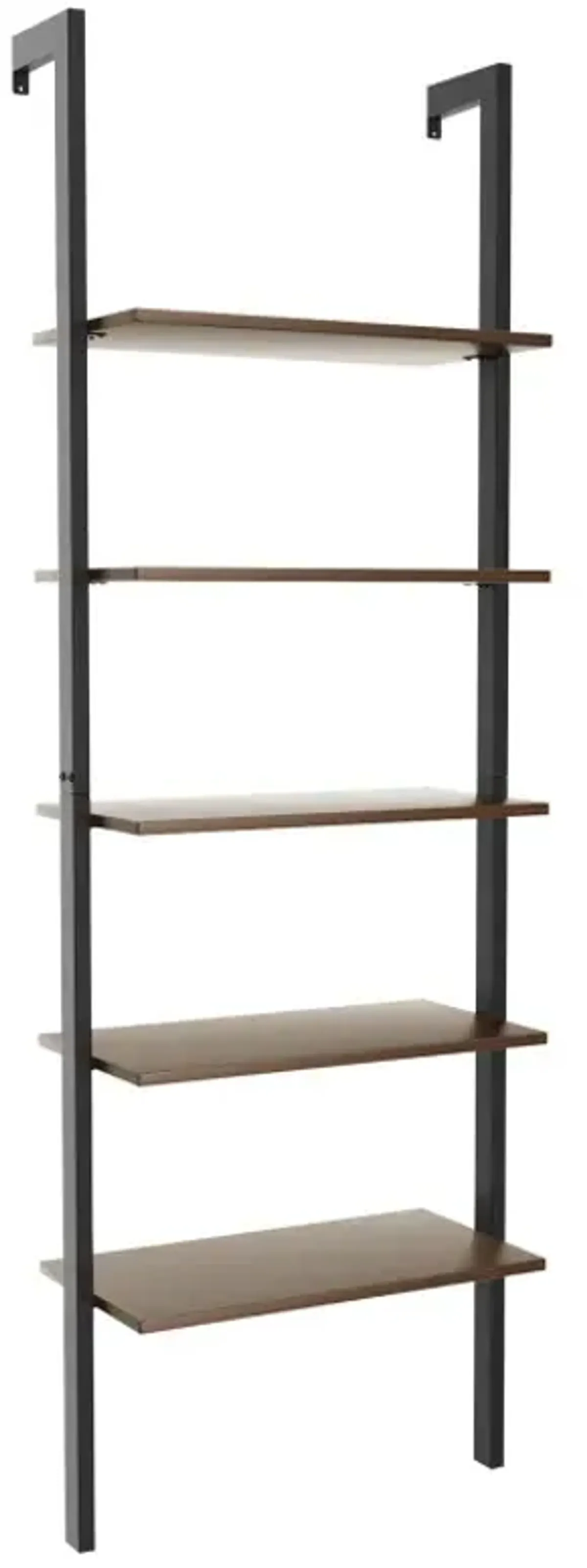 5-Tier Wood Look Ladder Shelf with Metal Frame for Home