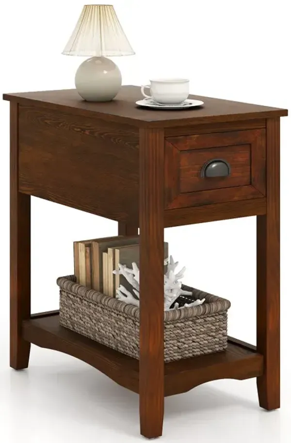 Contemporary Chairside End Table with Drawer and Open Shelf