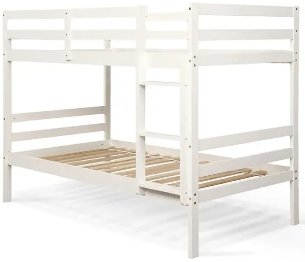 Twin Size Sturdy Wooden Bunk Beds with Ladder and Safety Rail