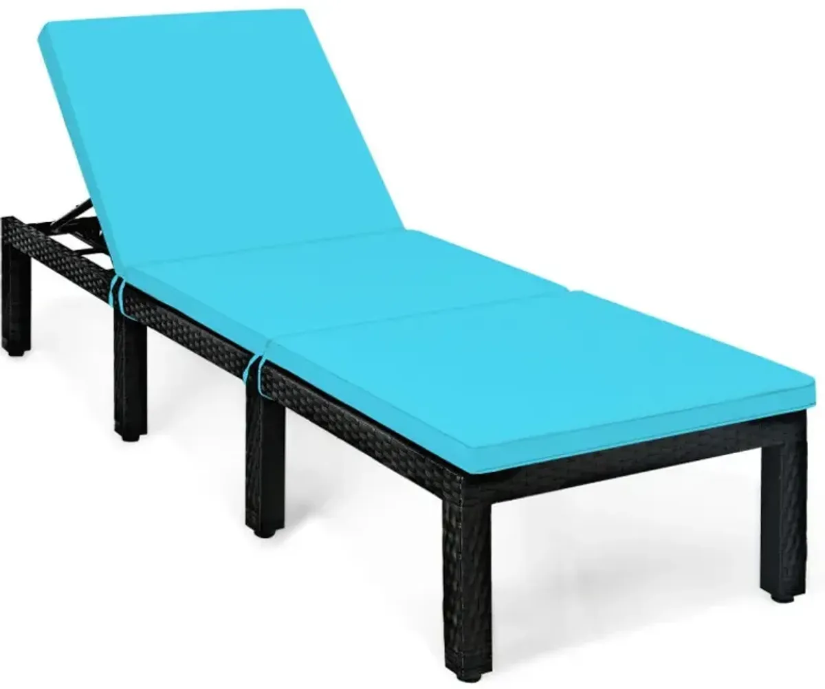 Patio Rattan Cushioned Height Adjustable Lounge Chair