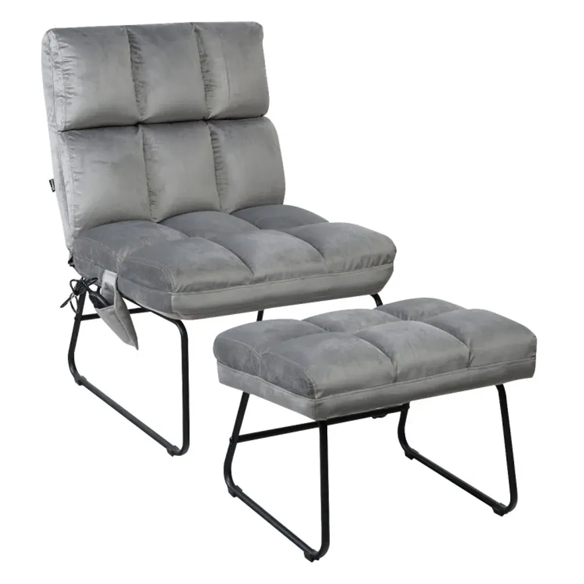 Velvet Massage Recliners with Ottoman Remote Control and Side Pocket