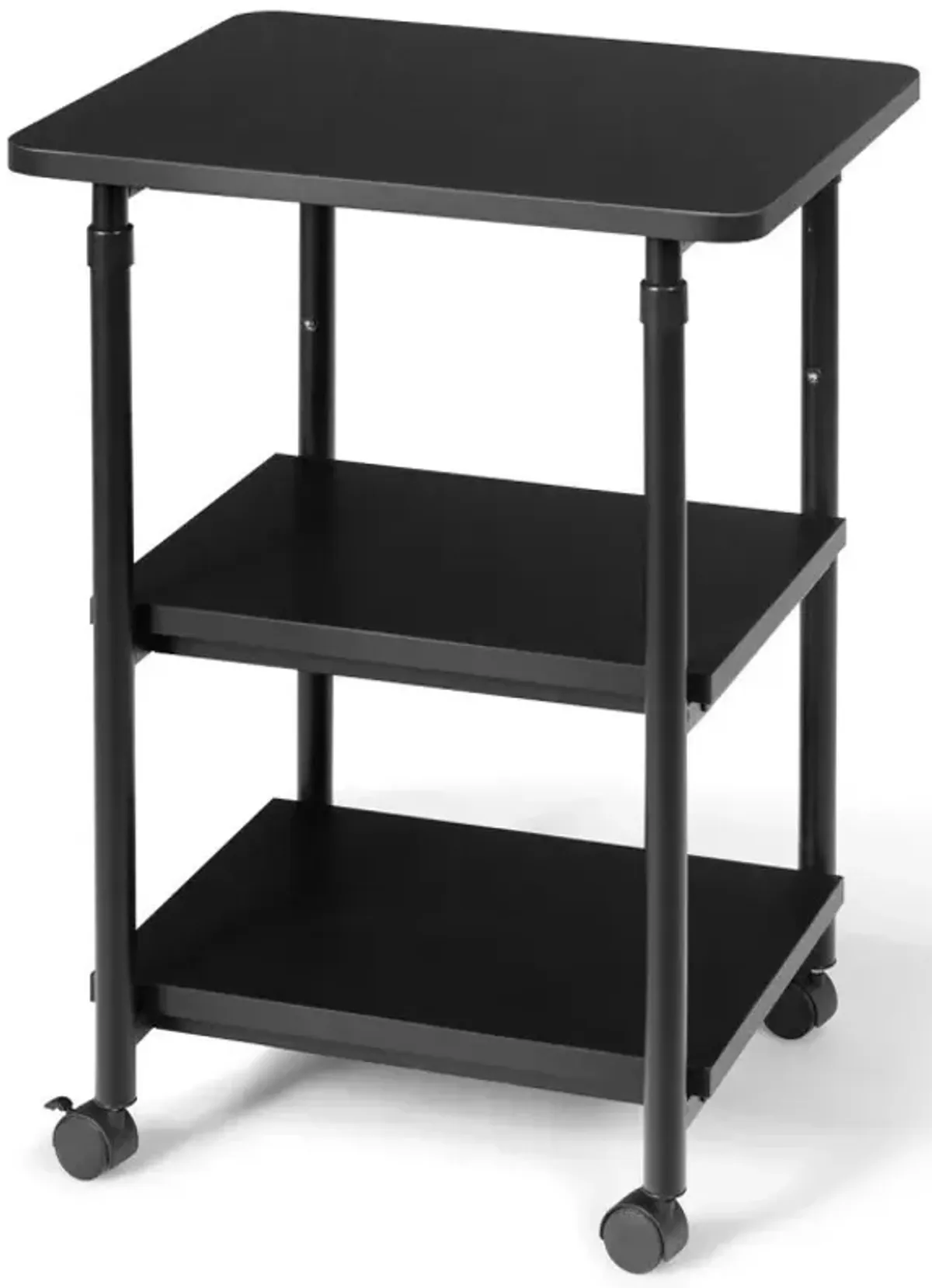 3-tier Adjustable Printer Stand with 360-degree Swivel Casters