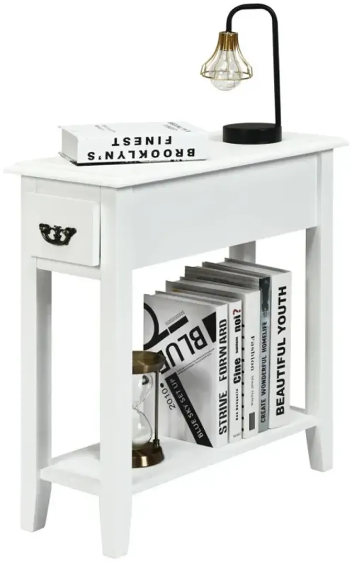 2 Tier End Bedside Sofa Side Table Narrow Nightstand