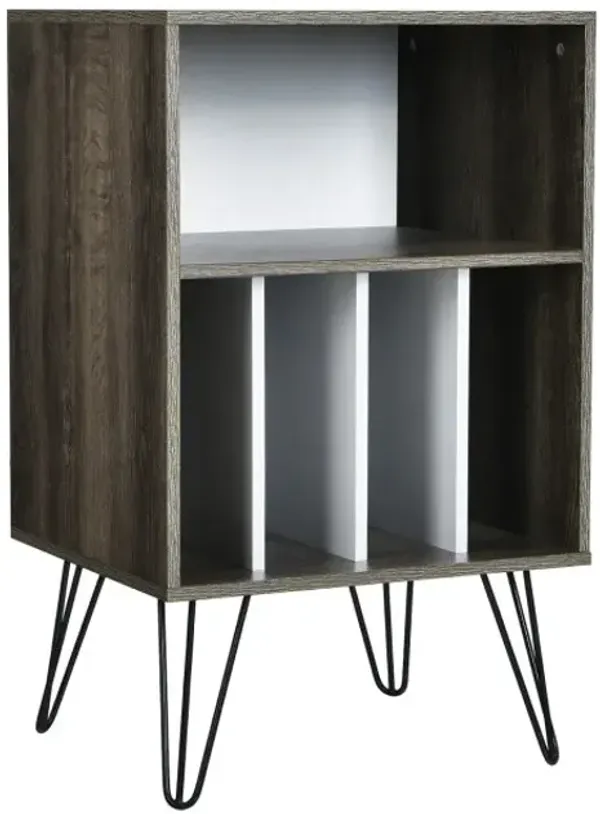 Freestanding Record Player Stand Record Storage Cabinet with Metal Legs