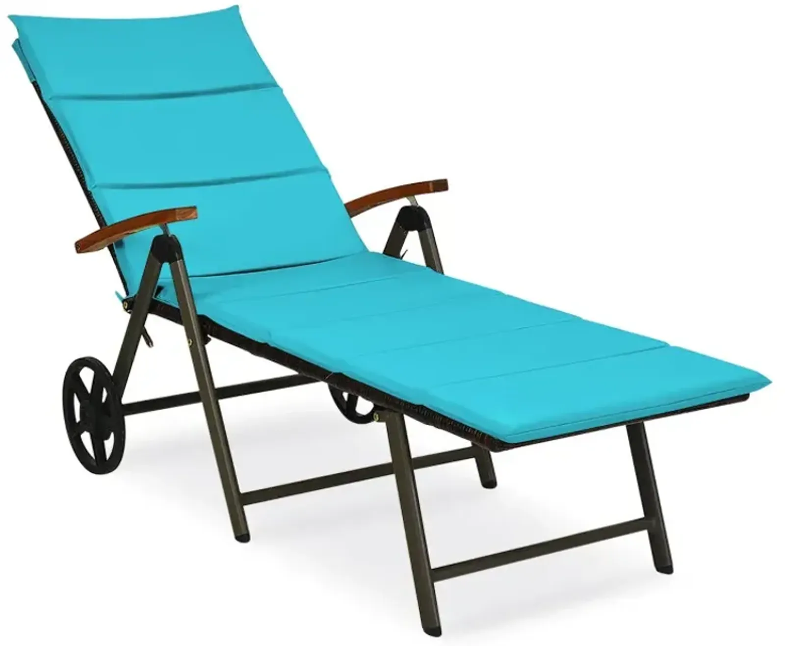 Foldable Wicker Outdoor Chaise Lounge Chair with Aluminum Frame (HW63221TU)