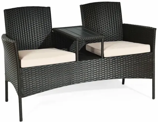 Patented Modern Patio Set with Built-in Coffee Table and Cushions