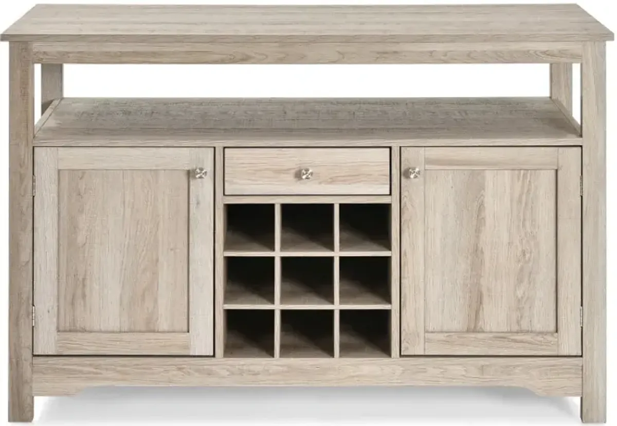 Server Buffet Sideboard With Wine Rack and Open Shelf