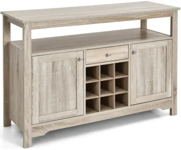 Server Buffet Sideboard With Wine Rack and Open Shelf