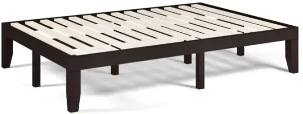 14 Inch Full Size Rubber Wood Platform Bed Frame with Wood Slat Support
