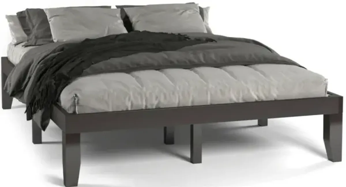 14 Inch Queen Size Rubber Wood Platform Bed Frame with Wood Slat Support