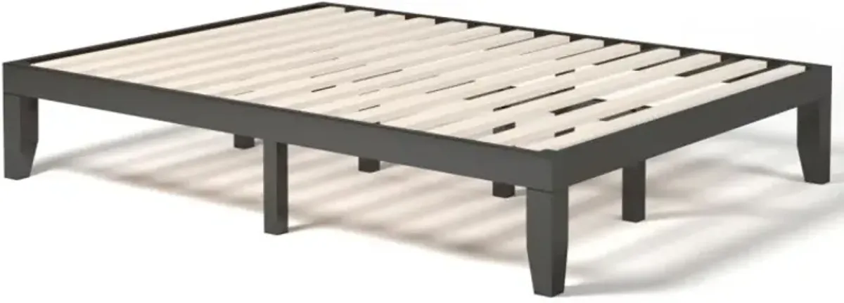 14 Inch Queen Size Rubber Wood Platform Bed Frame with Wood Slat Support