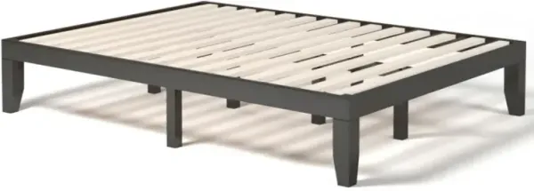 14 Inch Queen Size Rubber Wood Platform Bed Frame with Wood Slat Support