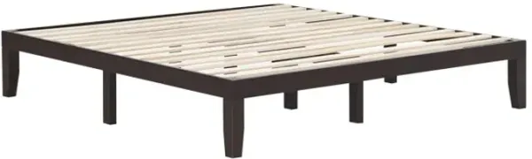 14 Inch King Size Rubber Wood Platform Bed Frame with Wood Slat Support