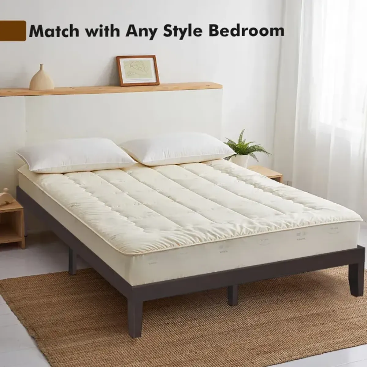14 Inch King Size Rubber Wood Platform Bed Frame with Wood Slat Support