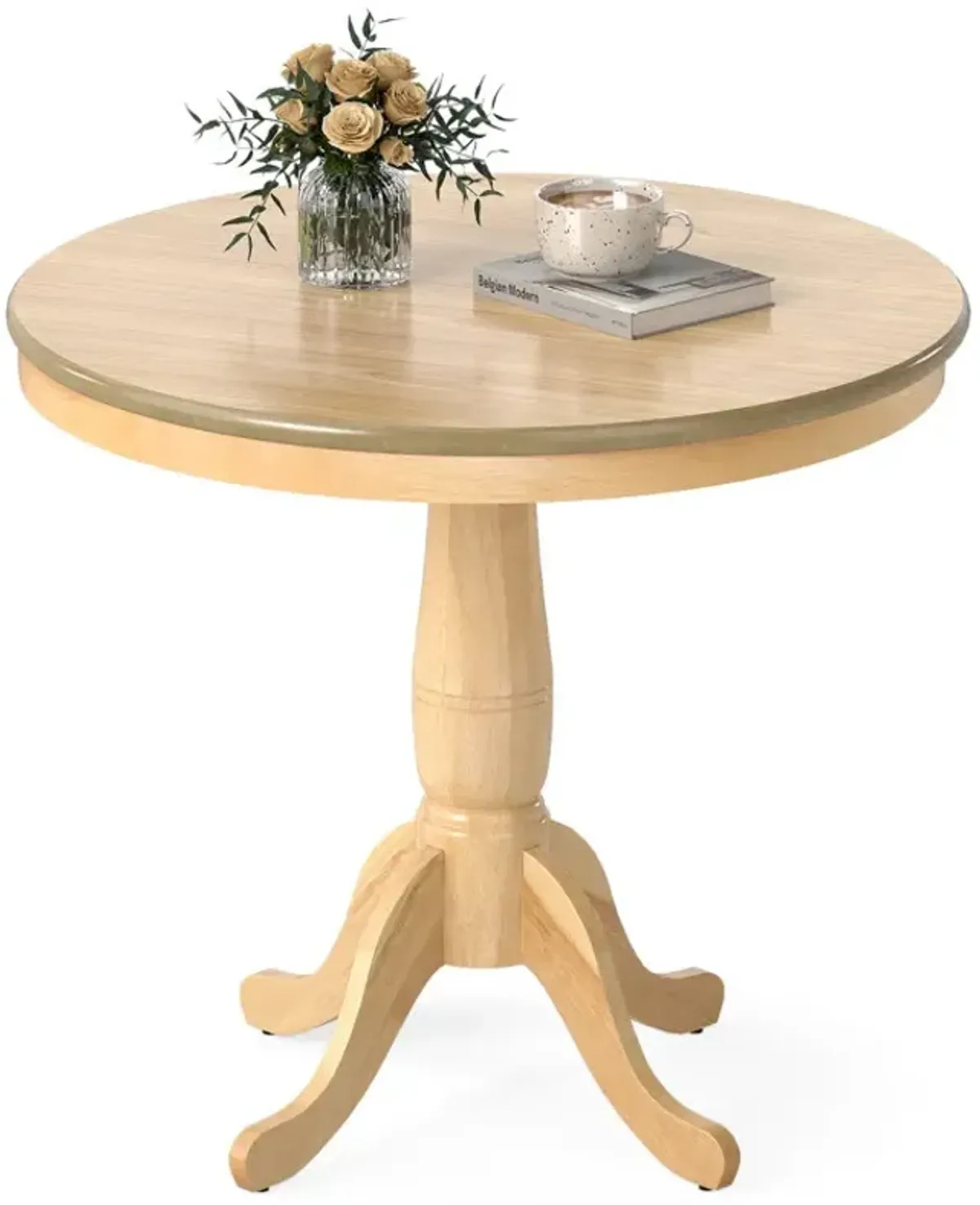 32 Inch Wooden Round Pub Pedestal Side Table