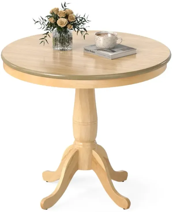 32 Inch Wooden Round Pub Pedestal Side Table