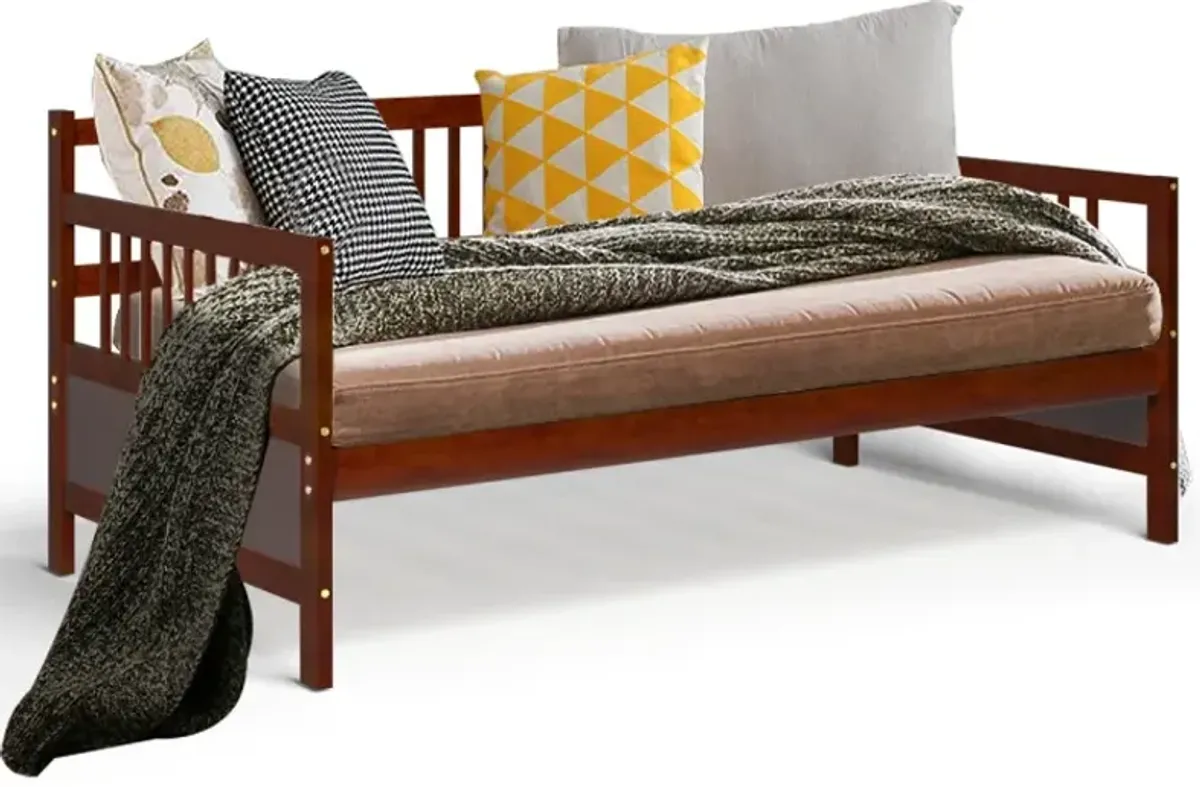 Modern Twin Size Daybed Frame with Wooden Slats Support