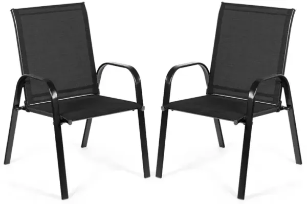 2 Pieces Patio Outdoor Dining Chair with Armrest