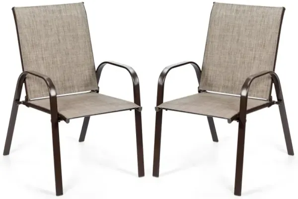 2 Pieces Patio Outdoor Dining Chair with Armrest