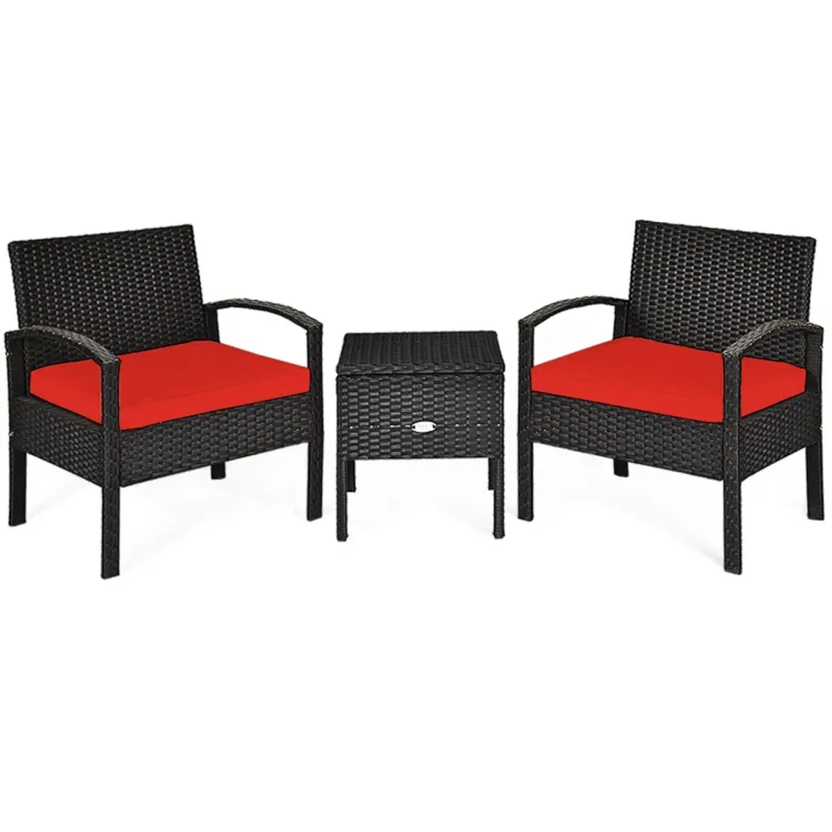 3 Pieces PE Rattan Wicker Sofa Set with Washable and Removable Cushion for Patio