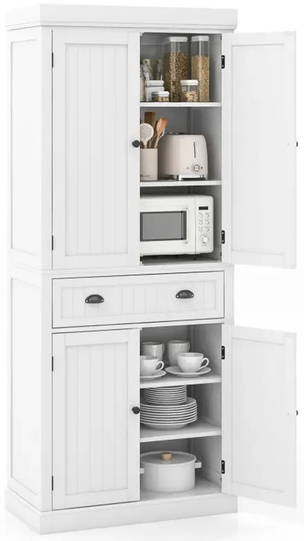 Kitchen Pantry Storage Cabinet with Doors Drawer and Adjustable Shelves