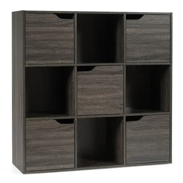 9-Cube Wooden Freestanding Bookcase for Home and Office