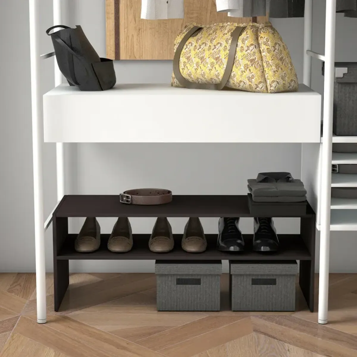 3-in-1 Wood Shoe Rack Ideal for Entryway and Hallway