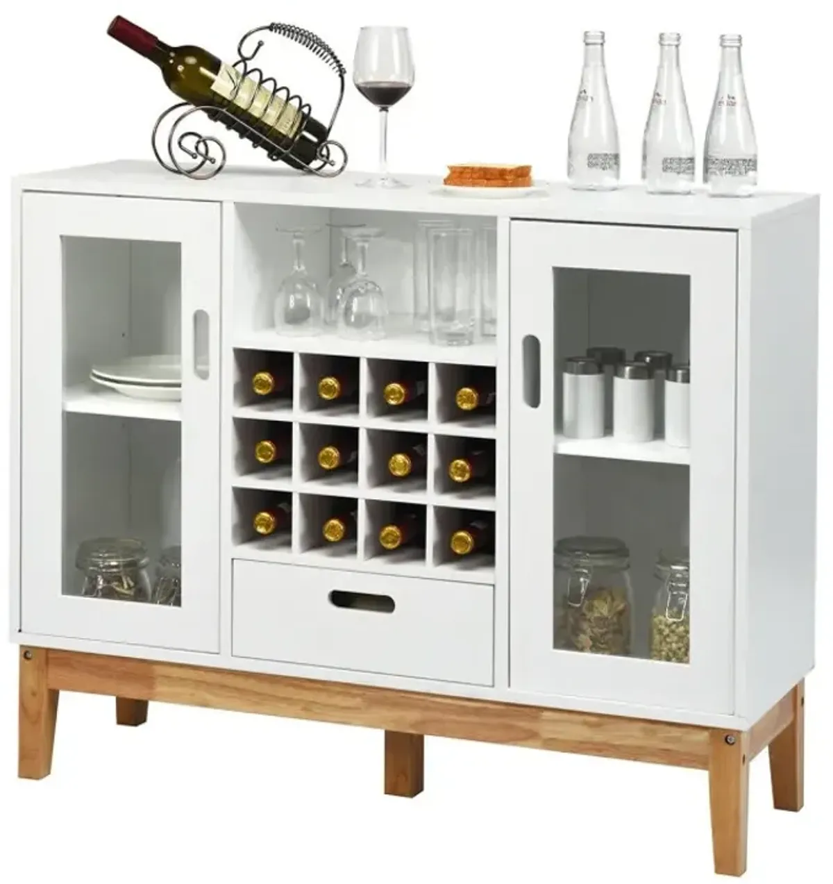 Wood Wine Storage Cabinet Sideboard Console Buffet Server