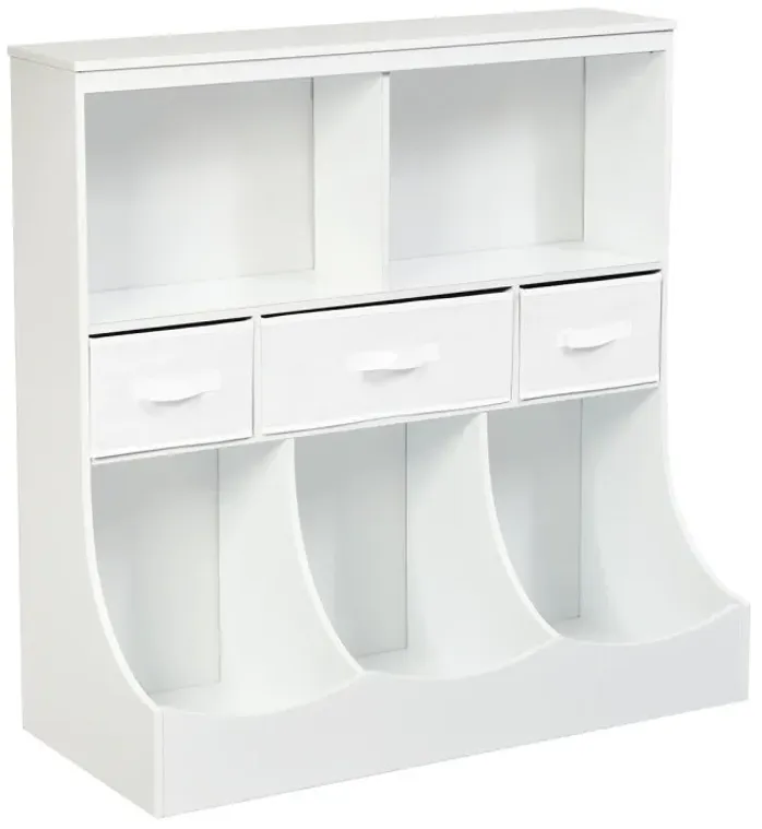 Freestanding Combo Cubby Bin Storage Organizer Unit with 3 Baskets