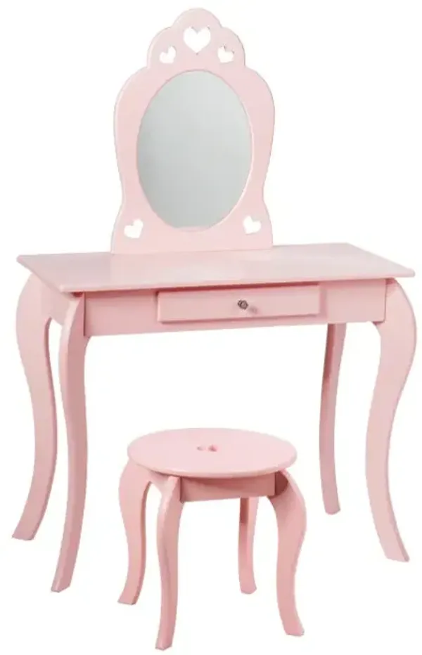 Kids Princess Makeup Dressing Play Table Set with Mirror