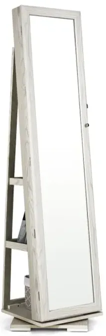 360° Rotatable 2-in-1 Lockable Jewelry Cabinet with Full-Length Mirror