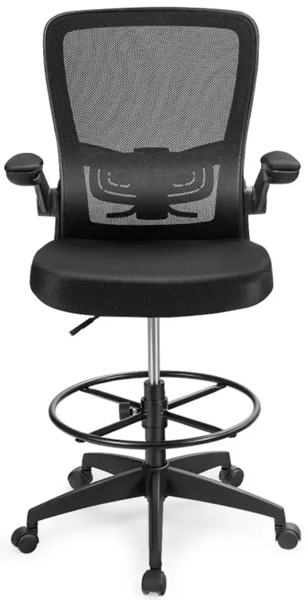 Height Adjustable Drafting Chair with Flip Up Arms for Home Office