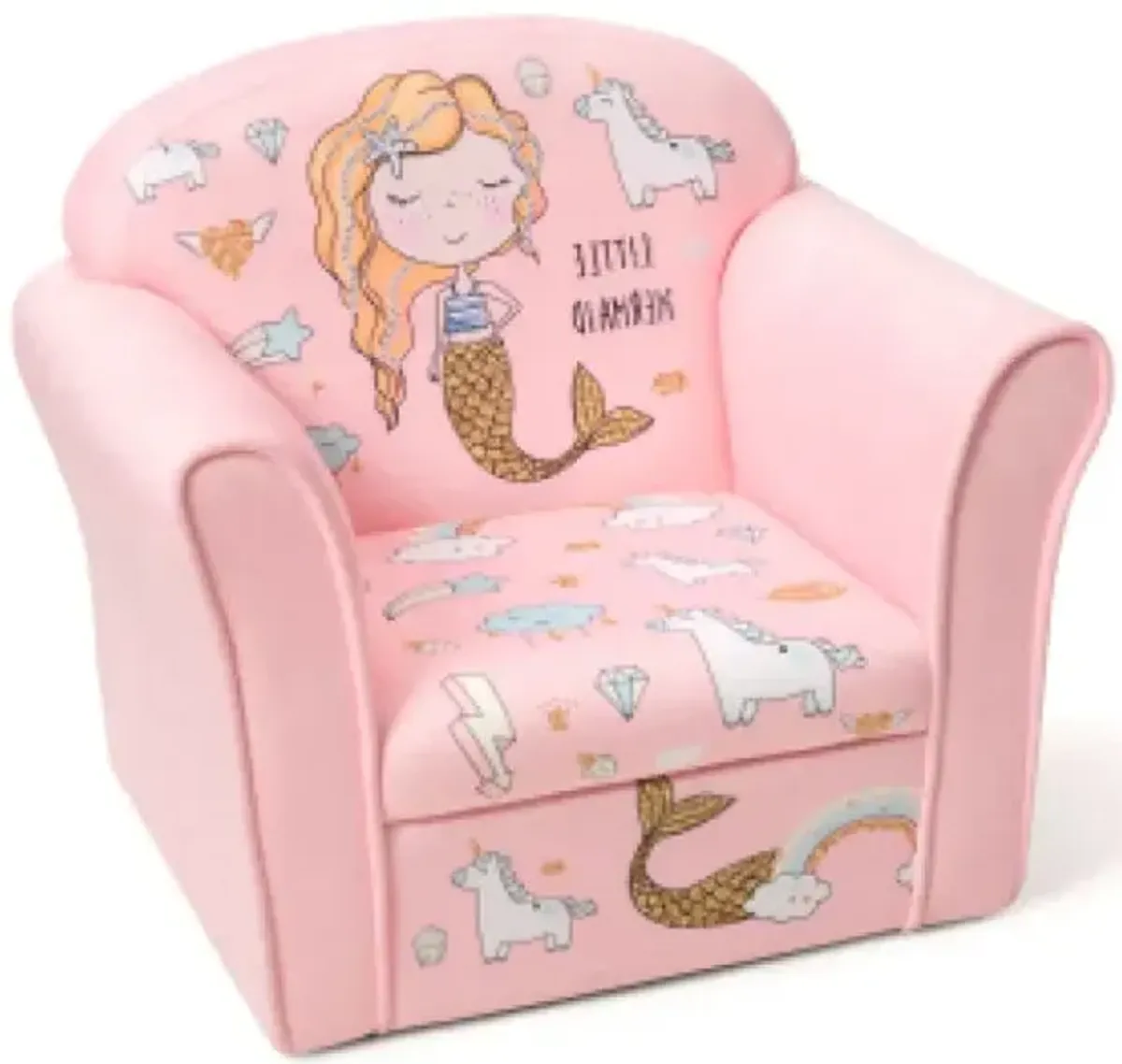 Super Soft Velvet Lamb/Mermaid Kids Couch Sofa with Armrests