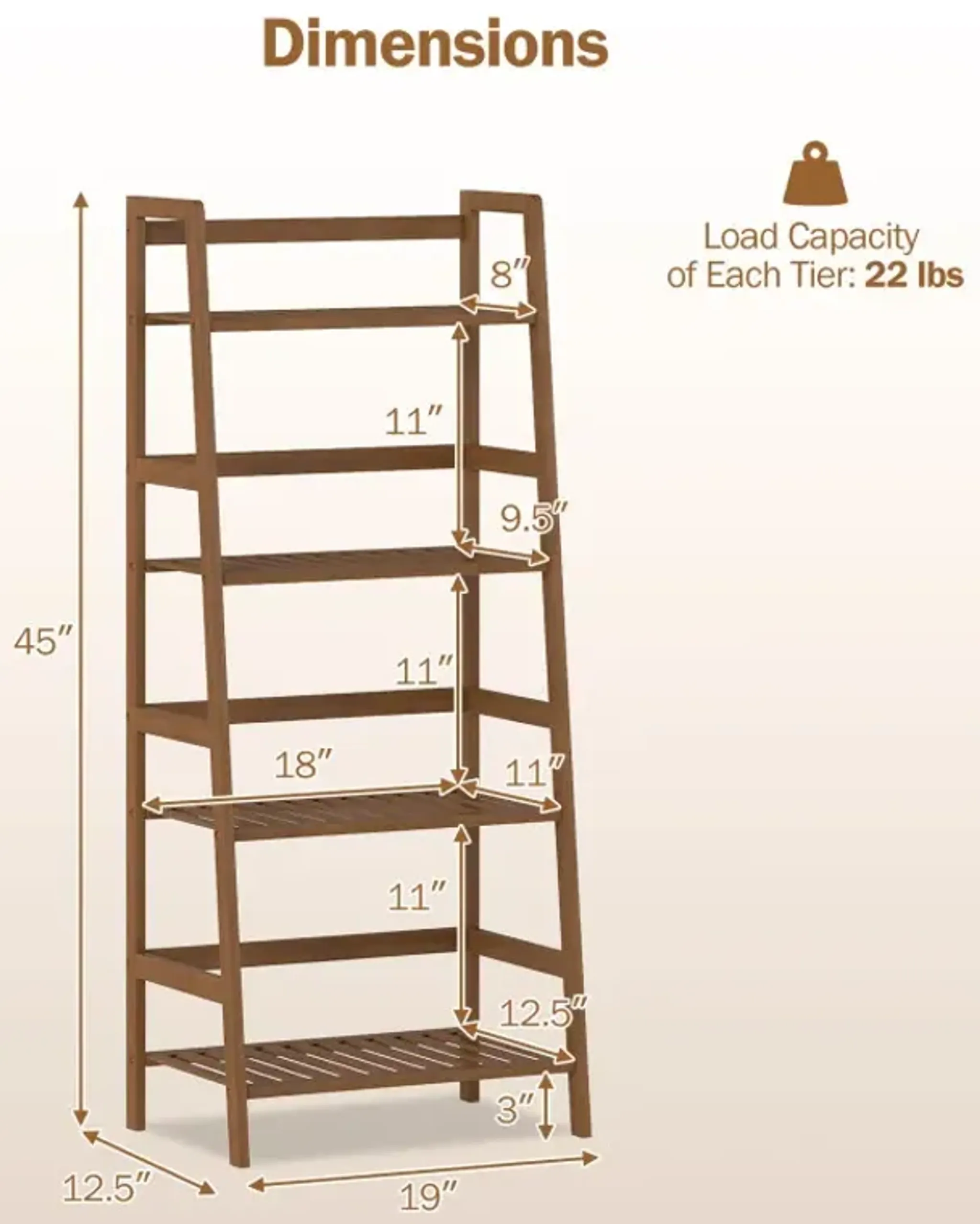 4-Tier Bamboo Plant Rack with Guardrails Stable and Space-Saving