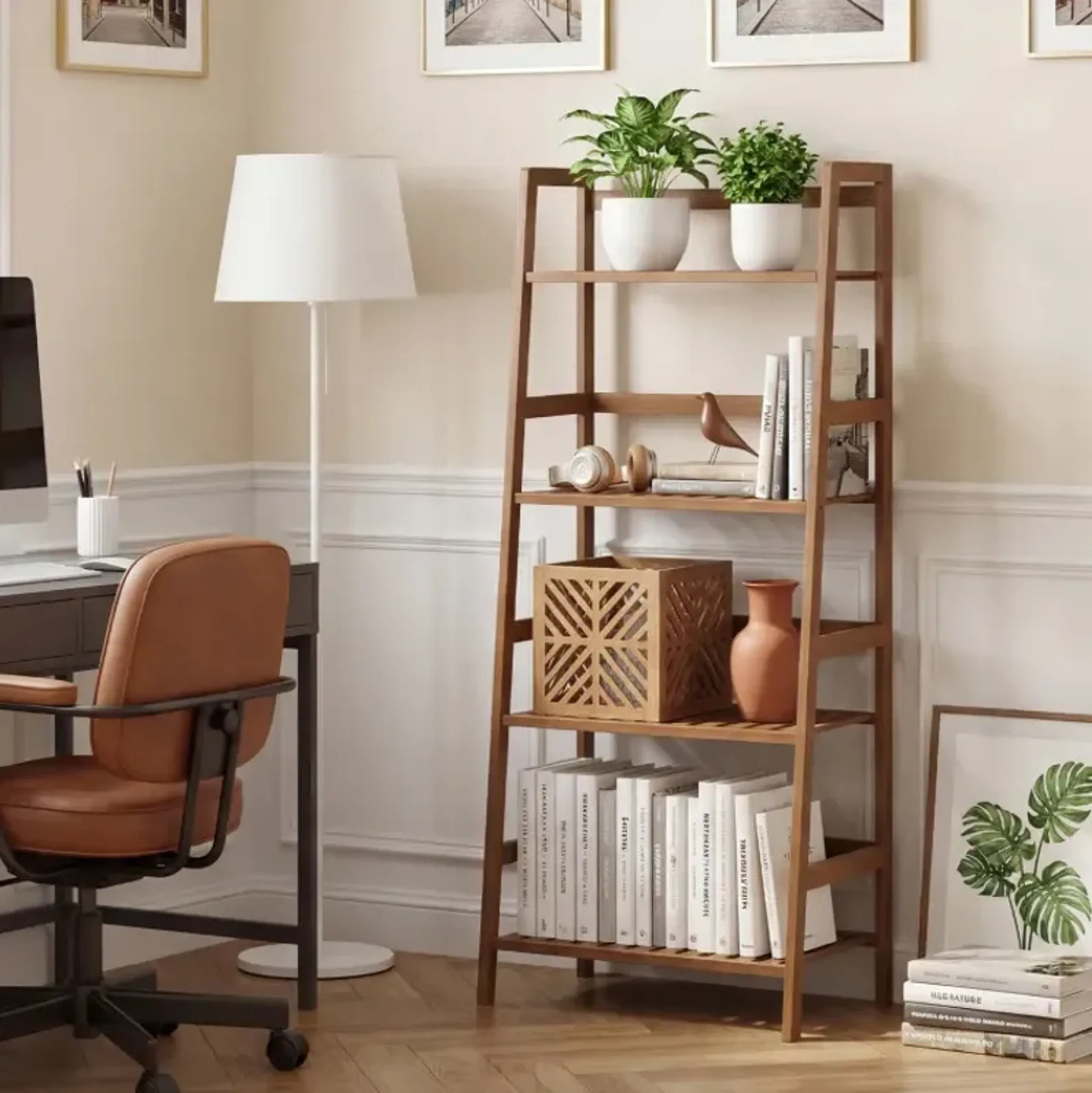 4-Tier Bamboo Plant Rack with Guardrails Stable and Space-Saving