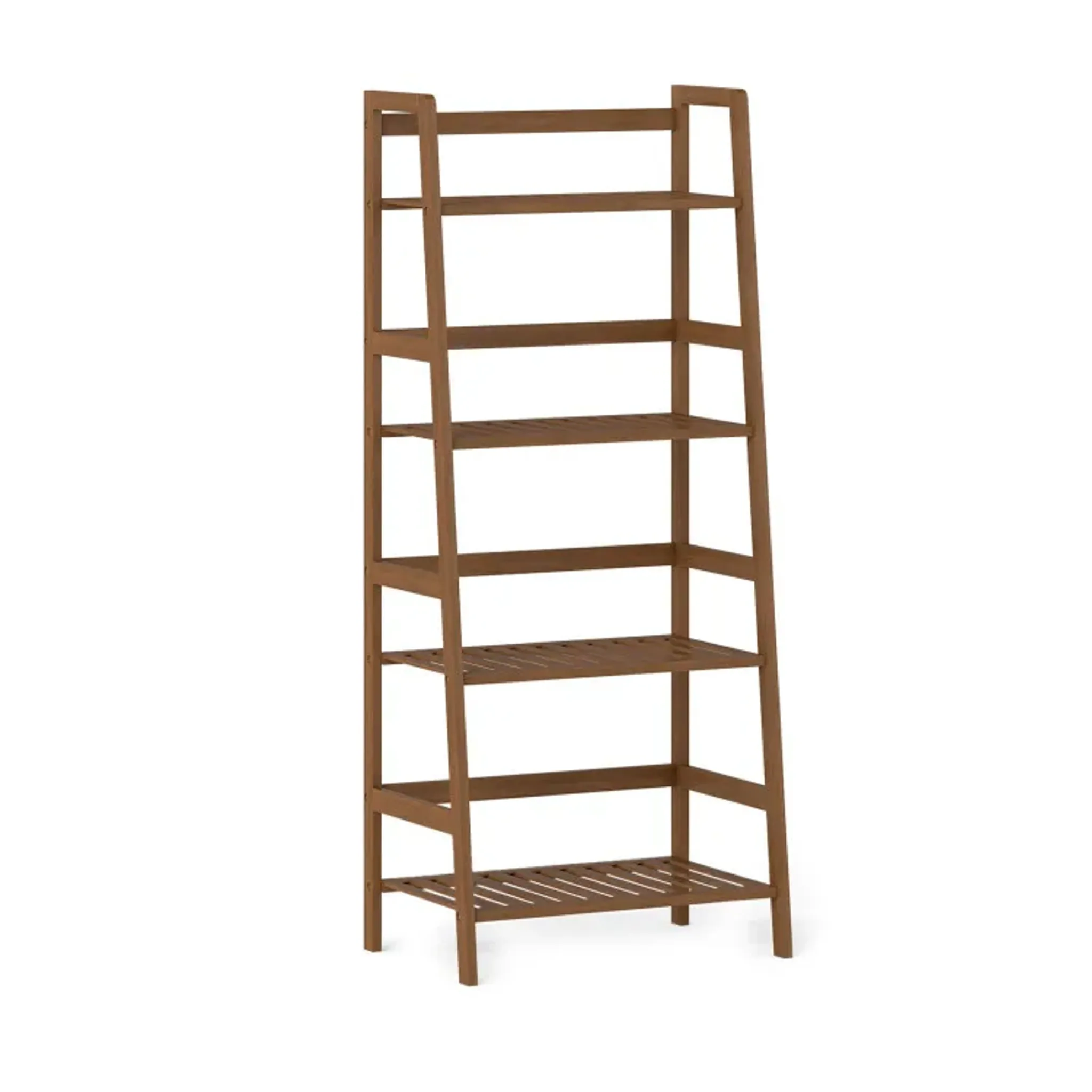 4-Tier Bamboo Plant Rack with Guardrails Stable and Space-Saving