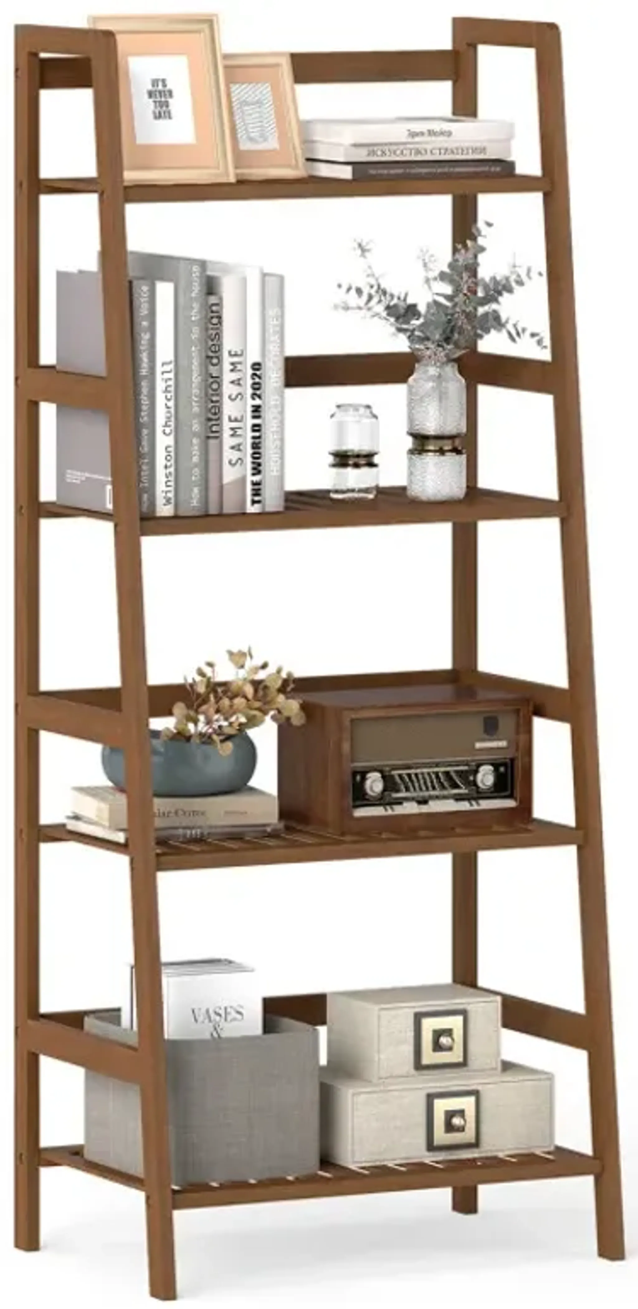 4-Tier Bamboo Plant Rack with Guardrails Stable and Space-Saving
