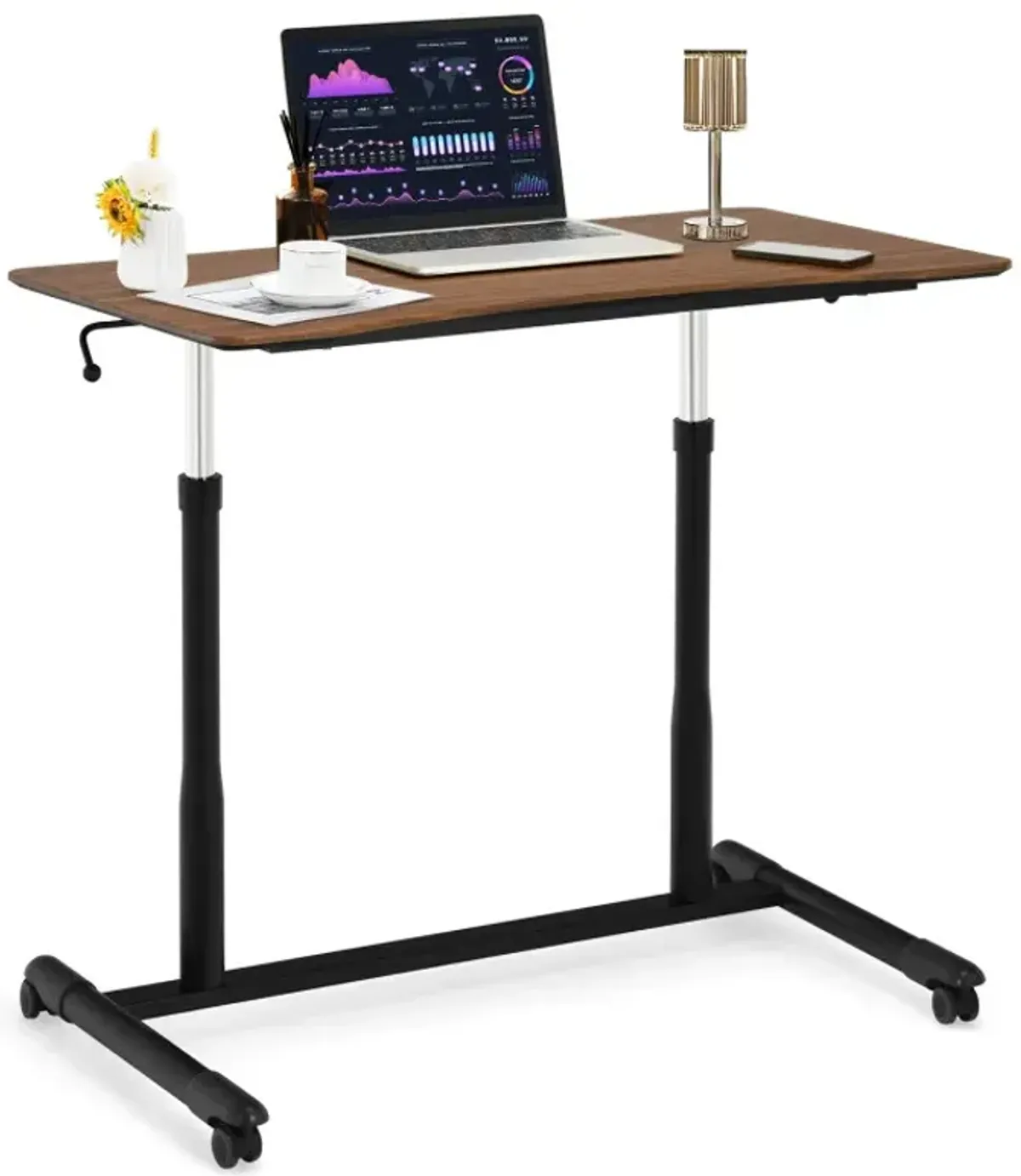 Height Adjustable Computer Desk Sit to Stand Rolling Notebook Table