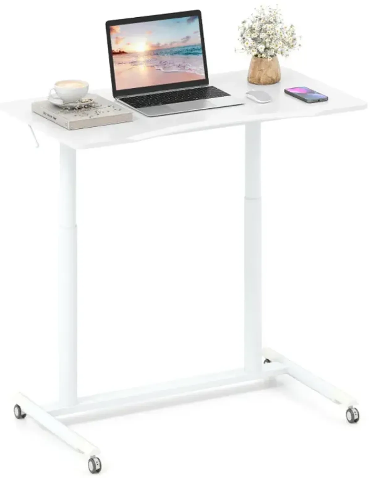 Height Adjustable Computer Desk Sit to Stand Rolling Notebook Table