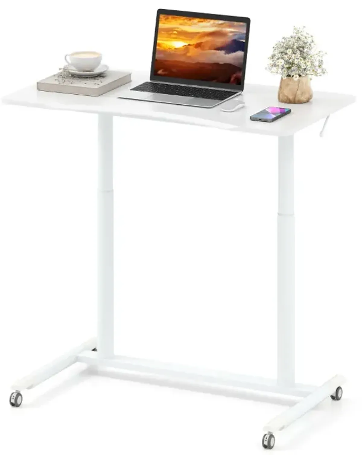Height Adjustable Computer Desk Sit to Stand Rolling Notebook Table