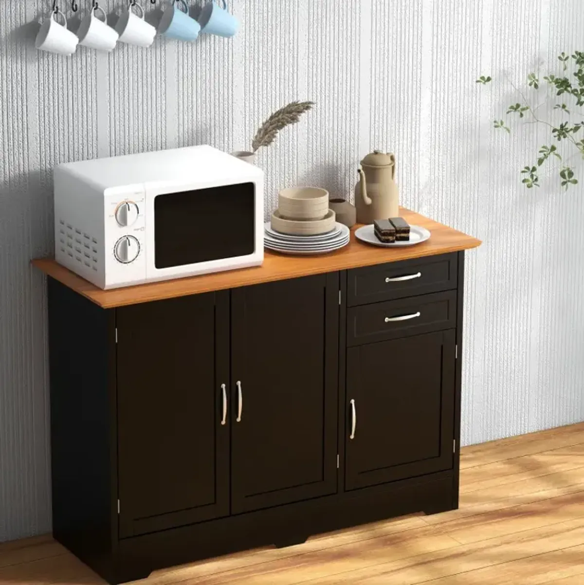 Buffet Server Storage Cabinet with 2-Door Cabinet and 2 Drawers