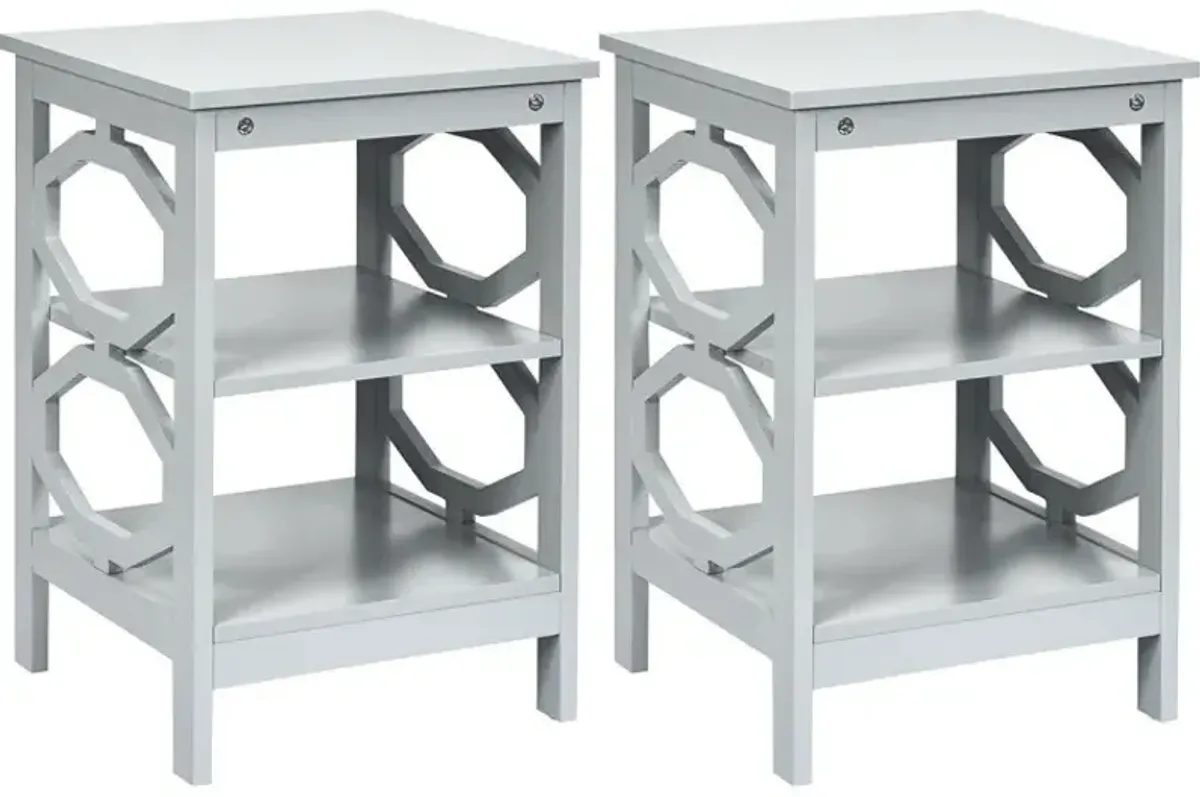 2 Pieces 3-Tier End Table with Stable Structure for Living Room