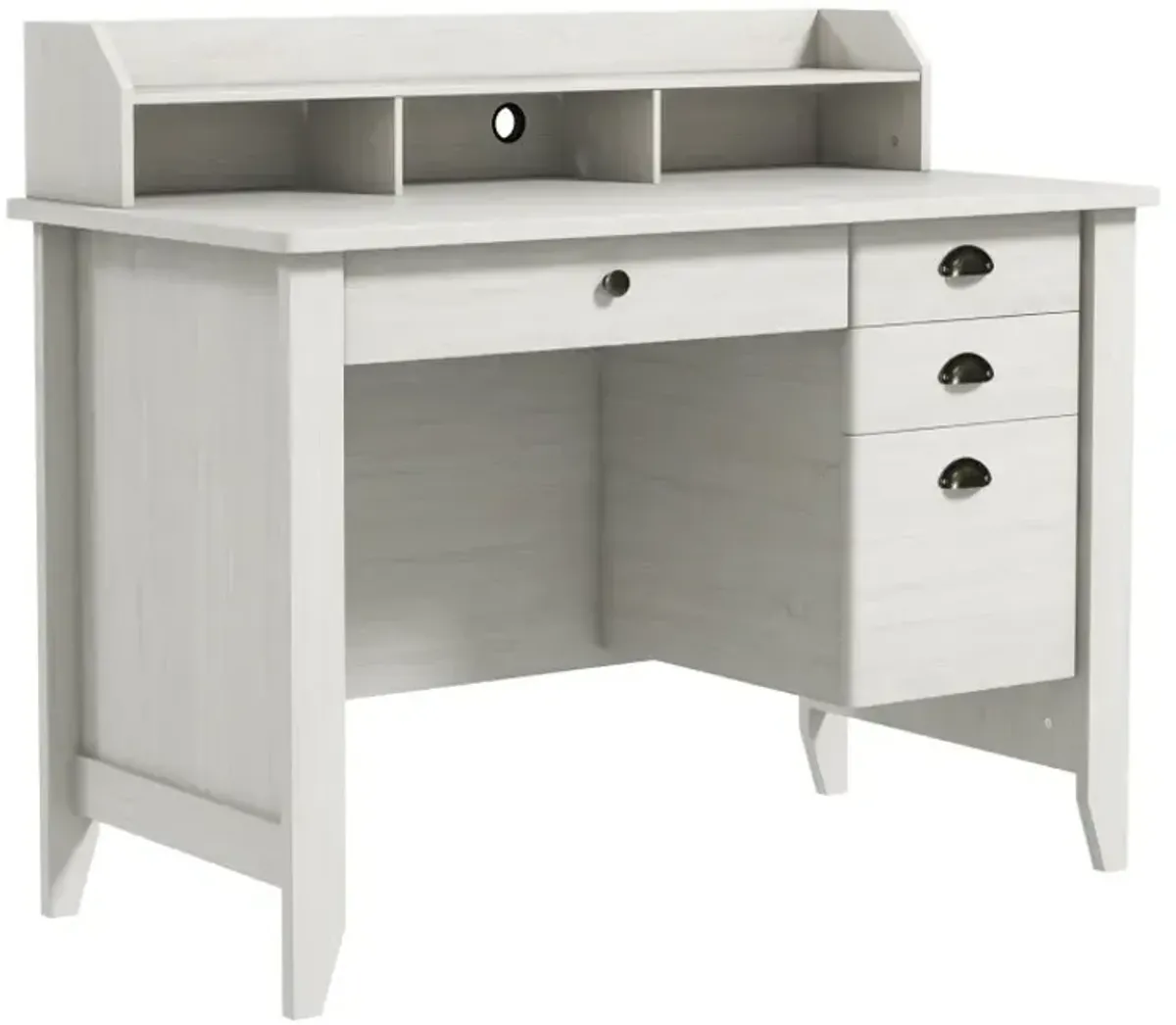 Vintage Computer Desk with Storage Shelves and 4 Drawers